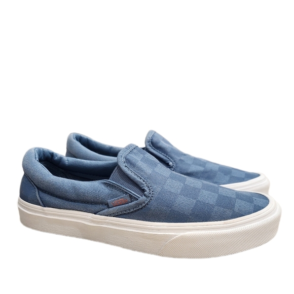 Vans Classic Slip On Tonal Check Coronet Blue Canvas  Mens 6.5 Womens 8 NWOT - Picture 5 of 7